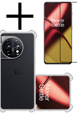 NoXx Hoes Geschikt voor OnePlus 11 Hoesje Siliconen Cover Shock Proof Back Case Shockproof Hoes Met Screenprotector - Transparant