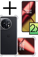 NoXx Hoes Geschikt voor OnePlus 11 Hoesje Siliconen Cover Shock Proof Back Case Shockproof Hoes Met 2x Screenprotector - Transparant