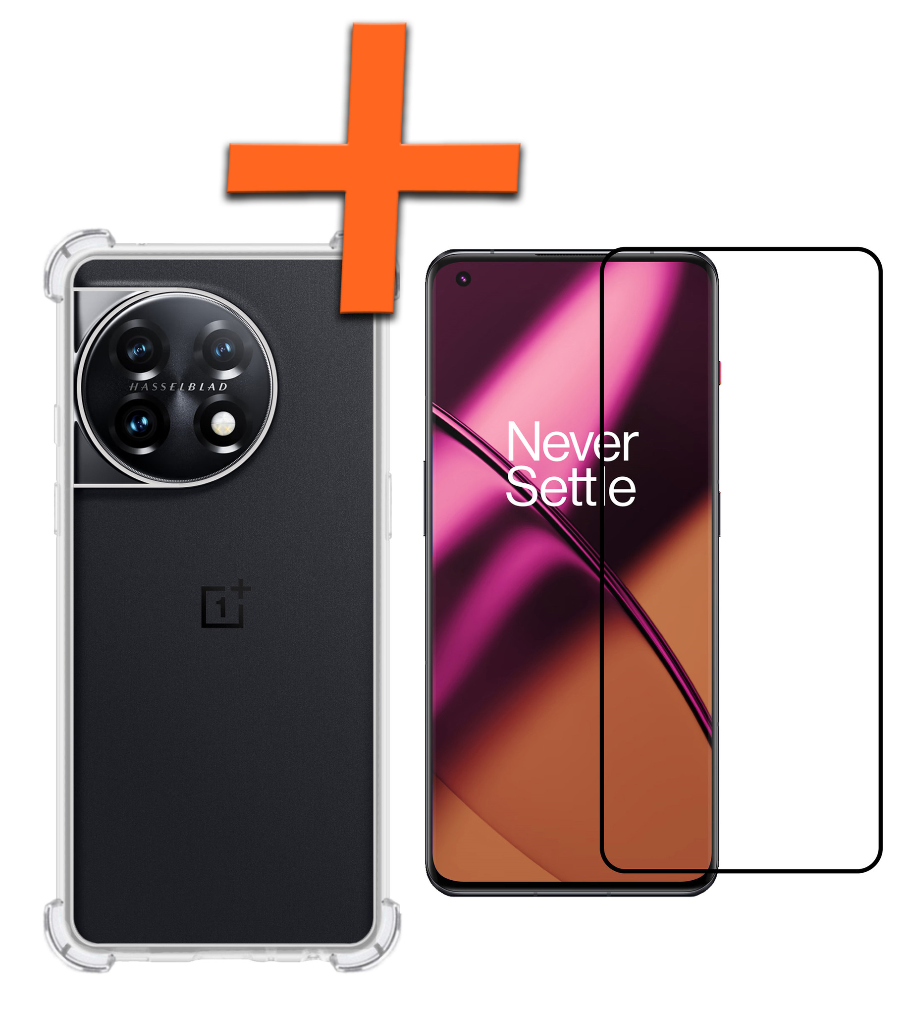 Nomfy Hoesje Geschikt voor OnePlus 11 Hoesje Shock Proof Cover Case Shockproof Met Screenprotector - Hoes Geschikt voor OnePlus 11 Hoes Siliconen Back Case - Transparant