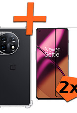 Nomfy Hoesje Geschikt voor OnePlus 11 Hoesje Shock Proof Cover Case Shockproof Met 2x Screenprotector - Hoes Geschikt voor OnePlus 11 Hoes Siliconen Back Case - Transparant