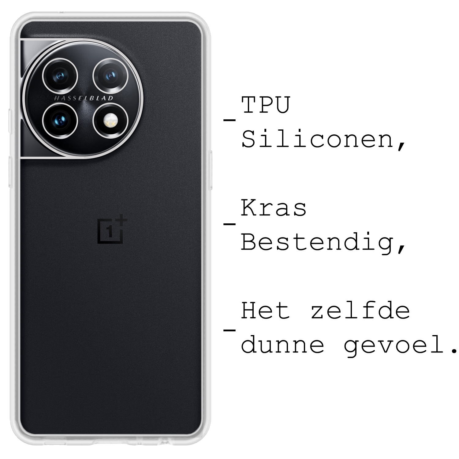 BASEY. Hoes Geschikt voor OnePlus 11 Hoesje Siliconen Back Cover Case Met 2x Screenprotector - Hoesje Geschikt voor OnePlus 11 Hoes Cover Hoesje - Transparant
