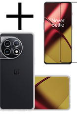 NoXx Hoes Geschikt voor OnePlus 11 Hoesje Cover Siliconen Back Case Hoes Met Screenprotector - Transparant