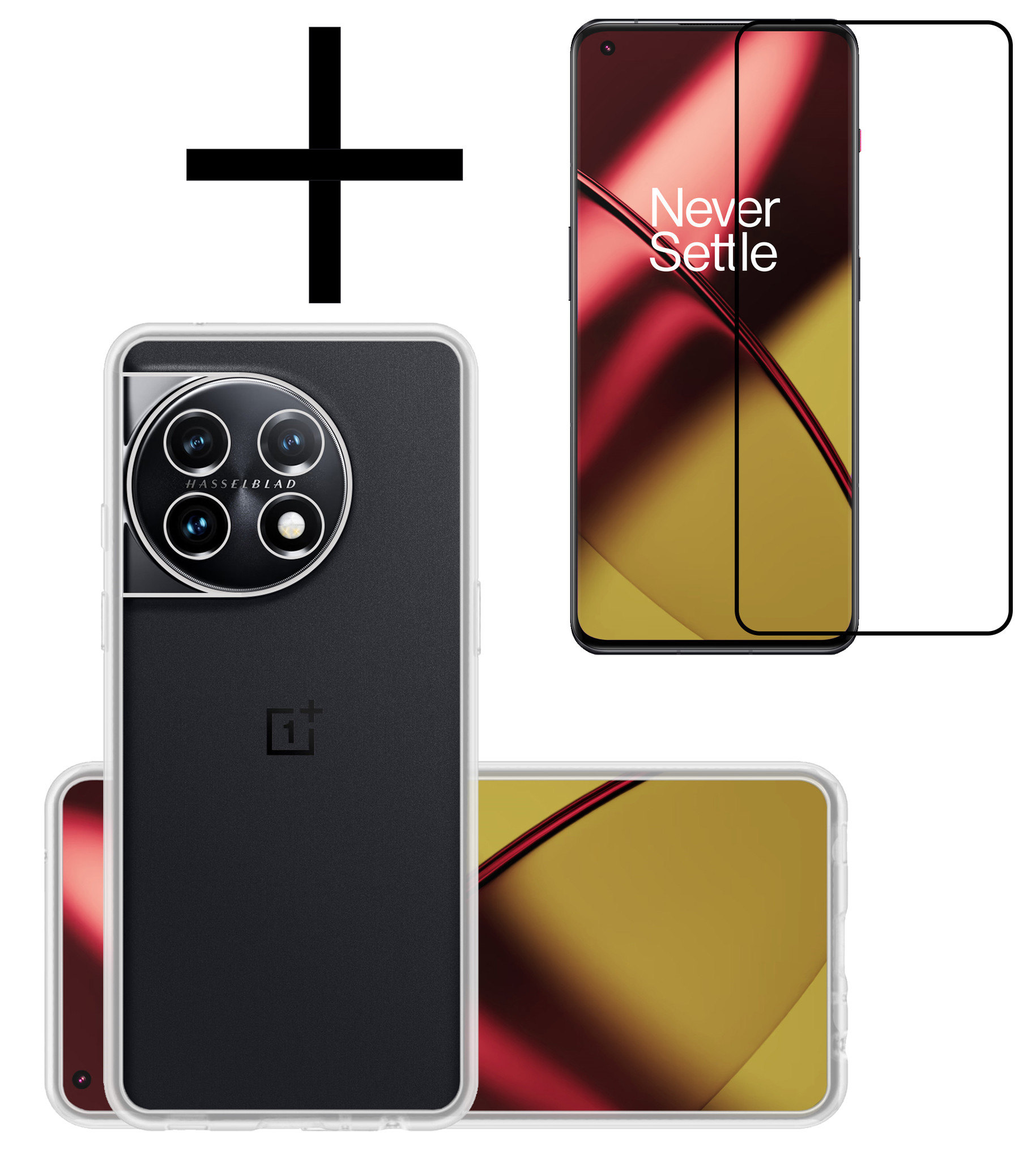 NoXx Hoes Geschikt voor OnePlus 11 Hoesje Cover Siliconen Back Case Hoes Met Screenprotector - Transparant