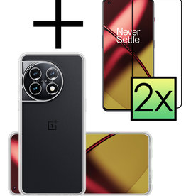 NoXx NoXx OnePlus 11 Hoesje Siliconen Met 2x Screenprotector - Transparant