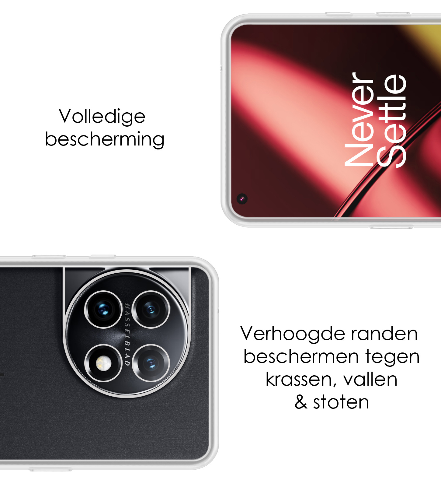 NoXx Hoes Geschikt voor OnePlus 11 Hoesje Cover Siliconen Back Case Hoes Met 2x Screenprotector - Transparant