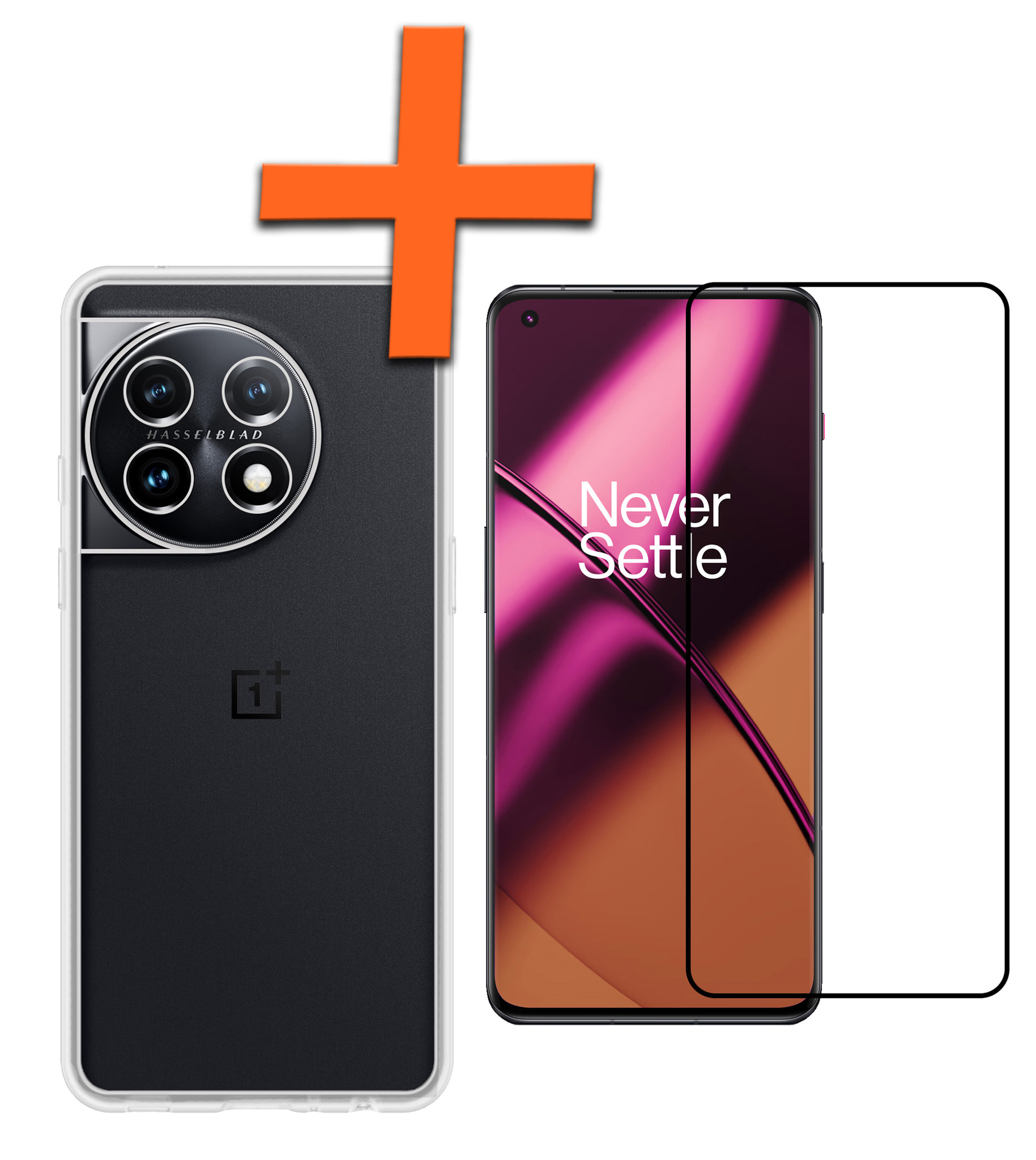 Nomfy Hoesje Geschikt voor OnePlus 11 Hoesje Siliconen Cover Case Met Screenprotector - Hoes Geschikt voor OnePlus 11 Hoes Back Case - Transparant