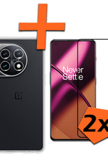 Nomfy Hoesje Geschikt voor OnePlus 11 Hoesje Siliconen Cover Case Met 2x Screenprotector - Hoes Geschikt voor OnePlus 11 Hoes Back Case - Transparant