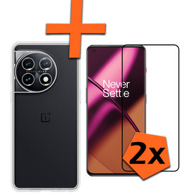 Nomfy Nomfy OnePlus 11 Hoesje Siliconen Met 2x Screenprotector - Transparant