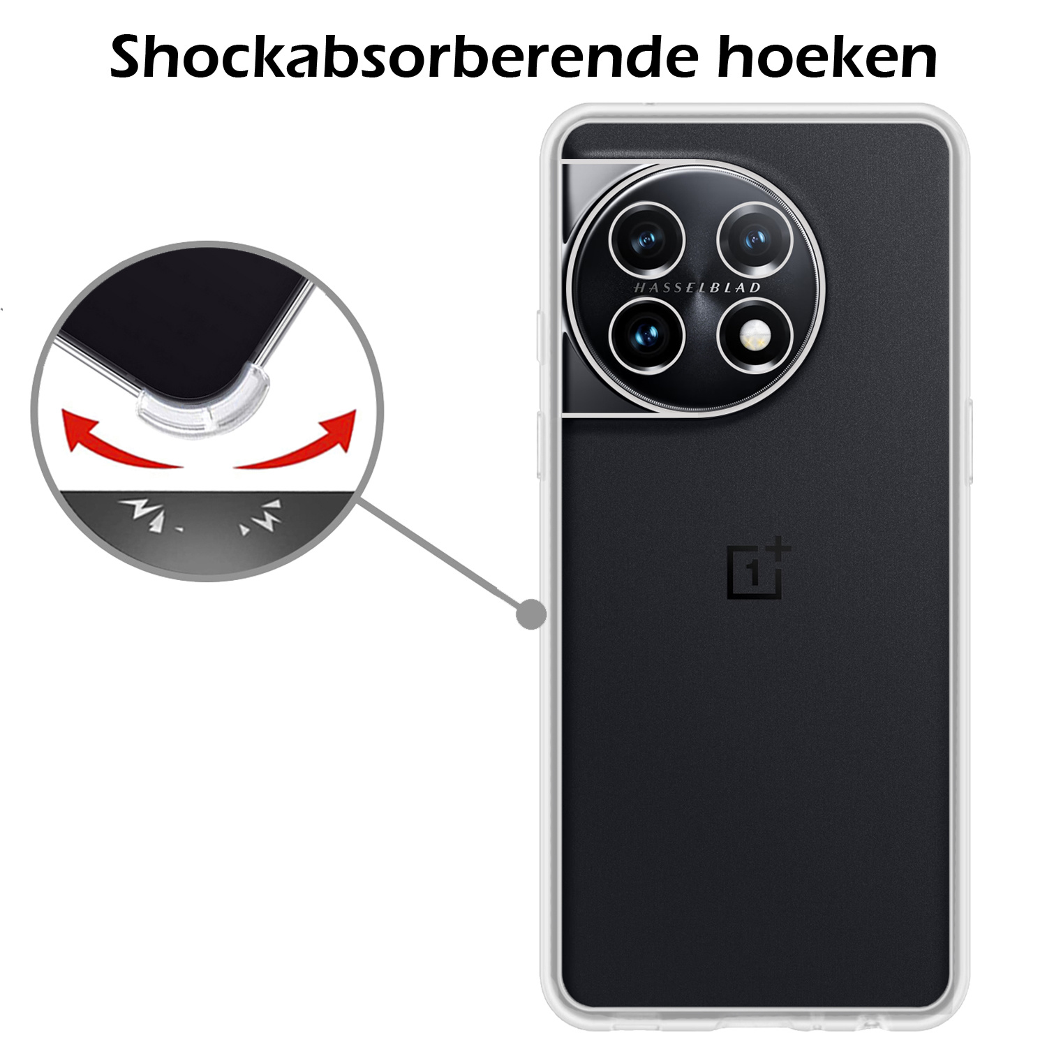 Nomfy Hoesje Geschikt voor OnePlus 11 Hoesje Siliconen Cover Case Met 2x Screenprotector - Hoes Geschikt voor OnePlus 11 Hoes Back Case - Transparant