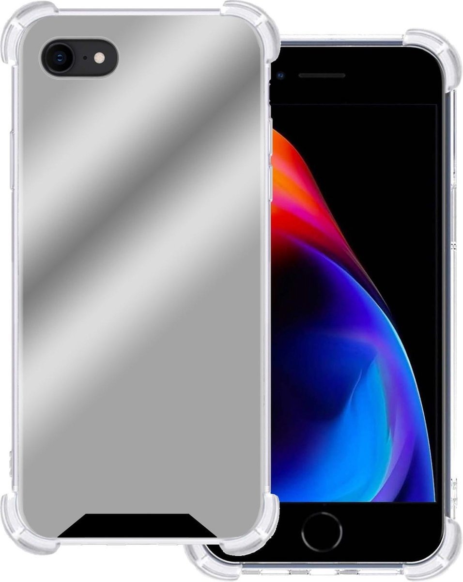 BASEY. Hoes Geschikt voor iPhone 7 Hoesje Shock Proof Case Hoes Siliconen - Hoesje Geschikt voor iPhone 7 Hoes Cover Shockproof - Zilver