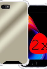 BASEY. Hoes Geschikt voor iPhone 7 Hoesje Shock Proof Case Hoes Siliconen - Hoesje Geschikt voor iPhone 7 Hoes Cover Shockproof - Goud - 2 Stuks