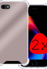BASEY. Hoes Geschikt voor iPhone 7 Hoesje Shock Proof Case Hoes Siliconen - Hoesje Geschikt voor iPhone 7 Hoes Cover Shockproof - Rosé goud - 2 Stuks