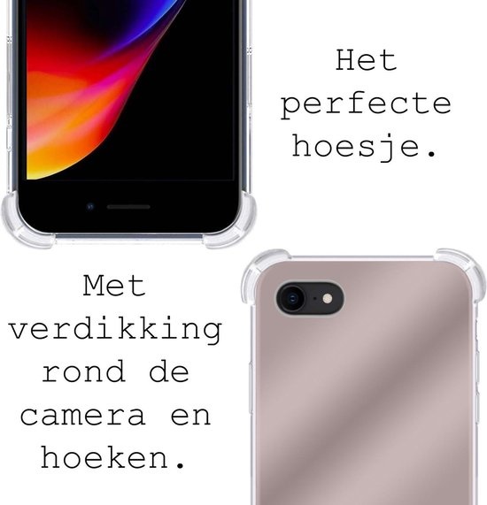 BASEY. Hoes Geschikt voor iPhone 7 Hoesje Shock Proof Case Hoes Siliconen - Hoesje Geschikt voor iPhone 7 Hoes Cover Shockproof - Rosé goud - 2 Stuks