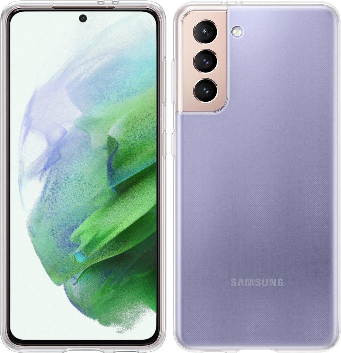 BASEY. Hoes Geschikt voor Samsung S21 Hoesje Siliconen Back Cover Case - Hoesje Geschikt voor Samsung Galaxy S21 Hoes Cover Hoesje - Transparant