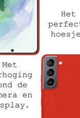 BASEY. Hoes Geschikt voor Samsung S21 Hoesje Siliconen Back Cover Case - Hoesje Geschikt voor Samsung Galaxy S21 Hoes Cover Hoesje - Rood