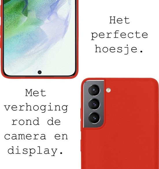 BASEY. Hoes Geschikt voor Samsung S21 Hoesje Siliconen Back Cover Case - Hoesje Geschikt voor Samsung Galaxy S21 Hoes Cover Hoesje - Rood