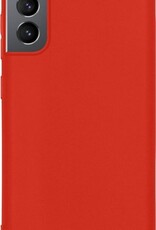 BASEY. Hoes Geschikt voor Samsung S21 Hoesje Siliconen Back Cover Case - Hoesje Geschikt voor Samsung Galaxy S21 Hoes Cover Hoesje - Rood