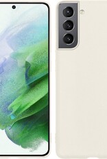 BASEY. Hoes Geschikt voor Samsung S21 Hoesje Siliconen Back Cover Case - Hoesje Geschikt voor Samsung Galaxy S21 Hoes Cover Hoesje - Wit