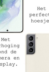 BASEY. Hoes Geschikt voor Samsung S21 Hoesje Siliconen Back Cover Case - Hoesje Geschikt voor Samsung Galaxy S21 Hoes Cover Hoesje - Wit