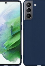 BASEY. Hoes Geschikt voor Samsung S21 Hoesje Siliconen Back Cover Case - Hoesje Geschikt voor Samsung Galaxy S21 Hoes Cover Hoesje - Donkerblauw