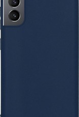 Hoes Geschikt voor Samsung S21 Hoesje Siliconen Back Cover Case - Hoesje Geschikt voor Samsung Galaxy S21 Hoes Cover Hoesje - Donkerblauw