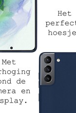 BASEY. Hoes Geschikt voor Samsung S21 Hoesje Siliconen Back Cover Case - Hoesje Geschikt voor Samsung Galaxy S21 Hoes Cover Hoesje - Donkerblauw