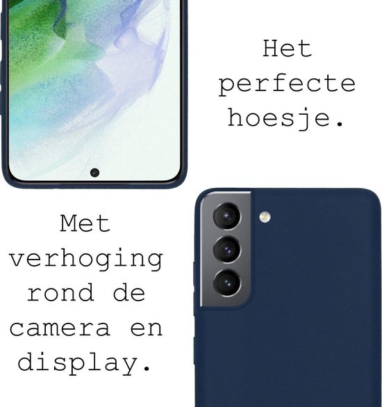 BASEY. Hoes Geschikt voor Samsung S21 Hoesje Siliconen Back Cover Case - Hoesje Geschikt voor Samsung Galaxy S21 Hoes Cover Hoesje - Donkerblauw