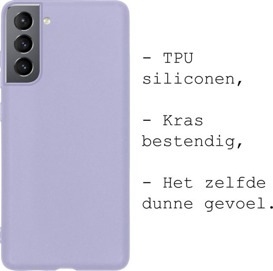 BASEY. Hoes Geschikt voor Samsung S21 Hoesje Siliconen Back Cover Case - Hoesje Geschikt voor Samsung Galaxy S21 Hoes Cover Hoesje - Lila