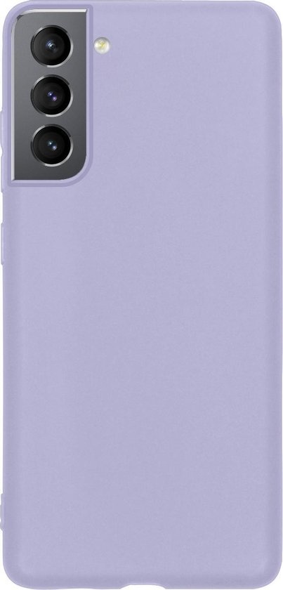 Hoes Geschikt voor Samsung S21 Hoesje Siliconen Back Cover Case - Hoesje Geschikt voor Samsung Galaxy S21 Hoes Cover Hoesje - Lila