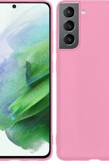 Hoes Geschikt voor Samsung S21 Hoesje Siliconen Back Cover Case - Hoesje Geschikt voor Samsung Galaxy S21 Hoes Cover Hoesje - Roze