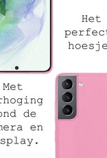 BASEY. Hoes Geschikt voor Samsung S21 Hoesje Siliconen Back Cover Case - Hoesje Geschikt voor Samsung Galaxy S21 Hoes Cover Hoesje - Roze