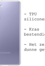 BASEY. Hoes Geschikt voor Samsung S21 Hoesje Siliconen Back Cover Case - Hoesje Geschikt voor Samsung Galaxy S21 Hoes Cover Hoesje - Transparant - 2 Stuks