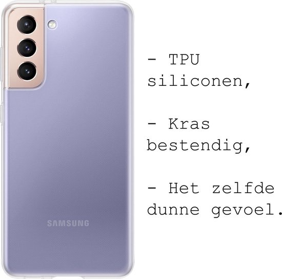 BASEY. Hoes Geschikt voor Samsung S21 Hoesje Siliconen Back Cover Case - Hoesje Geschikt voor Samsung Galaxy S21 Hoes Cover Hoesje - Transparant - 2 Stuks