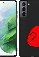 BASEY. Hoes Geschikt voor Samsung S21 Hoesje Siliconen Back Cover Case - Hoesje Geschikt voor Samsung Galaxy S21 Hoes Cover Hoesje - Zwart - 2 Stuks