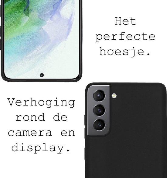 BASEY. Hoes Geschikt voor Samsung S21 Hoesje Siliconen Back Cover Case - Hoesje Geschikt voor Samsung Galaxy S21 Hoes Cover Hoesje - Zwart - 2 Stuks