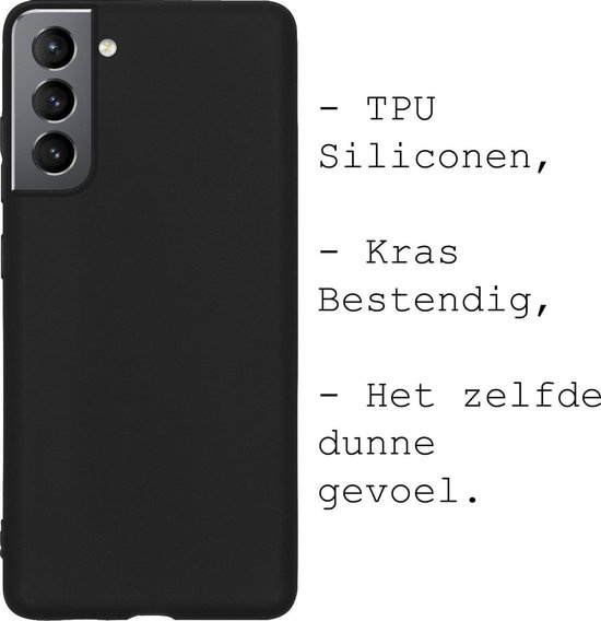 BASEY. Hoes Geschikt voor Samsung S21 Hoesje Siliconen Back Cover Case - Hoesje Geschikt voor Samsung Galaxy S21 Hoes Cover Hoesje - Zwart - 2 Stuks