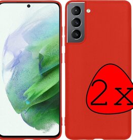 2 PACK - BASEY Samsung Galaxy S21 hoesje siliconen - Rood