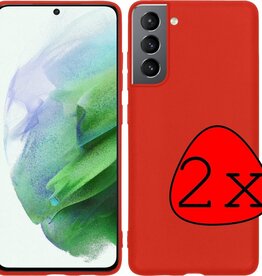 BASEY. 2 PACK - BASEY Samsung Galaxy S21 hoesje siliconen - Rood