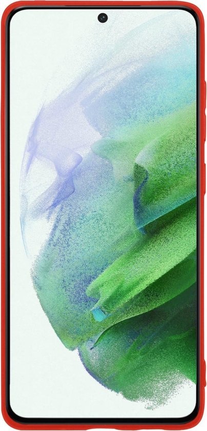 BASEY. Hoes Geschikt voor Samsung S21 Hoesje Siliconen Back Cover Case - Hoesje Geschikt voor Samsung Galaxy S21 Hoes Cover Hoesje - Rood - 2 Stuks
