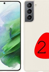BASEY. Hoes Geschikt voor Samsung S21 Hoesje Siliconen Back Cover Case - Hoesje Geschikt voor Samsung Galaxy S21 Hoes Cover Hoesje - Wit - 2 Stuks