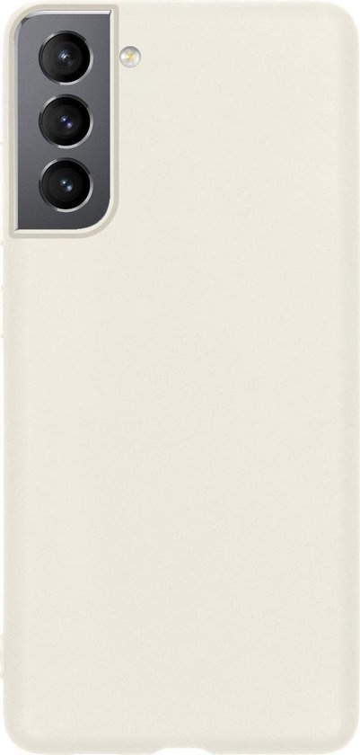 BASEY. Hoes Geschikt voor Samsung S21 Hoesje Siliconen Back Cover Case - Hoesje Geschikt voor Samsung Galaxy S21 Hoes Cover Hoesje - Wit - 2 Stuks