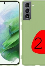 Hoes Geschikt voor Samsung S21 Hoesje Siliconen Back Cover Case - Hoesje Geschikt voor Samsung Galaxy S21 Hoes Cover Hoesje - Groen - 2 Stuks