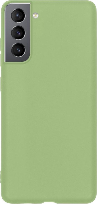 BASEY. Hoes Geschikt voor Samsung S21 Hoesje Siliconen Back Cover Case - Hoesje Geschikt voor Samsung Galaxy S21 Hoes Cover Hoesje - Groen - 2 Stuks