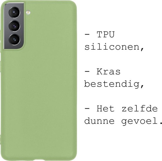 BASEY. Hoes Geschikt voor Samsung S21 Hoesje Siliconen Back Cover Case - Hoesje Geschikt voor Samsung Galaxy S21 Hoes Cover Hoesje - Groen - 2 Stuks