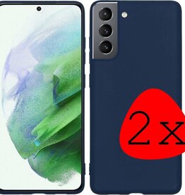 BASEY. 2 PACK - BASEY Samsung Galaxy S21 hoesje siliconen - Donkerblauw