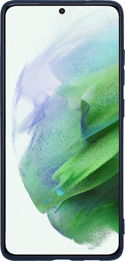 BASEY. Hoes Geschikt voor Samsung S21 Hoesje Siliconen Back Cover Case - Hoesje Geschikt voor Samsung Galaxy S21 Hoes Cover Hoesje - Donkerblauw - 2 Stuks