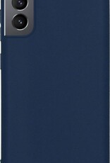 Hoes Geschikt voor Samsung S21 Hoesje Siliconen Back Cover Case - Hoesje Geschikt voor Samsung Galaxy S21 Hoes Cover Hoesje - Donkerblauw - 2 Stuks