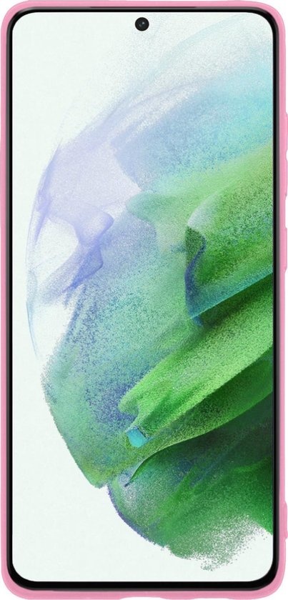 BASEY. Hoes Geschikt voor Samsung S21 Hoesje Siliconen Back Cover Case - Hoesje Geschikt voor Samsung Galaxy S21 Hoes Cover Hoesje - Roze - 2 Stuks