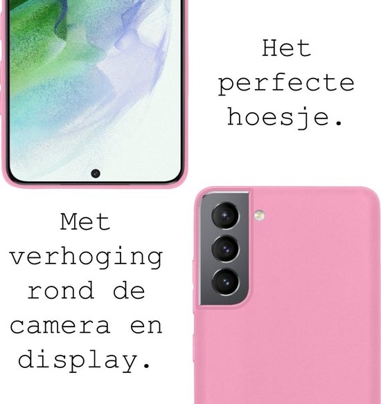 BASEY. Hoes Geschikt voor Samsung S21 Hoesje Siliconen Back Cover Case - Hoesje Geschikt voor Samsung Galaxy S21 Hoes Cover Hoesje - Roze - 2 Stuks