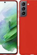 BASEY. Hoes Geschikt voor Samsung S21 Plus Hoesje Siliconen Back Cover Case - Hoesje Geschikt voor Samsung Galaxy S21 Plus Hoes Cover Hoesje - Rood